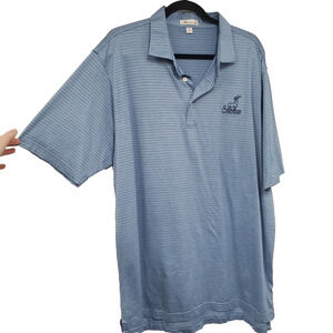 Peter Millar Golf Polo Shirt Short Sleeve Blue Stripe Wicking Men's XL Cotton